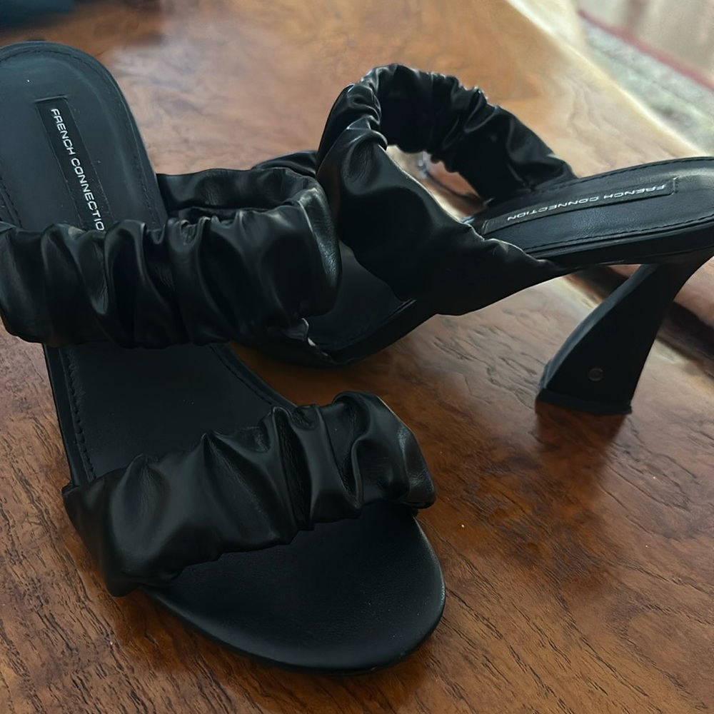 French connection black sandal heels
